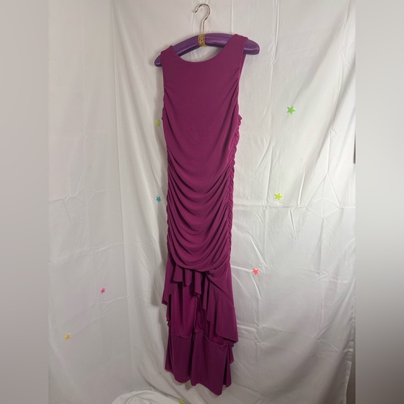NWT Zesica Fuchsia Ruched Body-con High Low Ruffle Mermaid Hem Size L - Picture 15 of 16